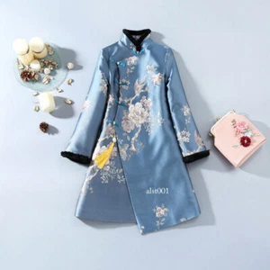 Damen neu Baumwollmischung Windbreaker Retro Cheongsam Jacke chinesischer Qipao Mantel neu - Bild 1 von 15