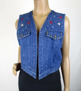 Stonebridge Jeansweste bestickt Nieten Gr. M zierlich spitz vorne offen - Bild 1 von 12