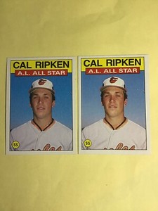 1986 Topps Baseball  #715 Cal Ripken Jr. ALL STAR - 2 Cards LOT- NM-MINT  2229