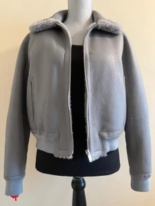 THEORY REVERSIBLE DOLMAN SHEARLING PUFFER JACKET SIZE SMALL IN GRAY - Picture 1 of 11
