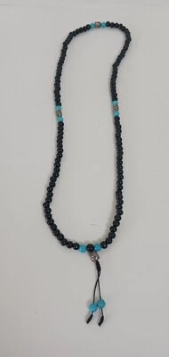 Collar Cuentas Cristal Negro y Turquesa 28" Foto 1 de 4