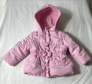 Abrigo acolchado Hawke&Co rosa con capucha Peplum talla 18M para niños pequeños - Imagen 1 de 5