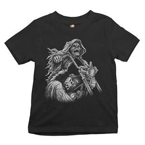 Reaper Biker Youth T-shirt Ride or Die Skeleton Biker Forever Motorcycle Kids - Picture 1 of 17