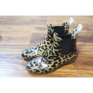 J Crew Chelsea Rain Booties Leopard Cheetah Size 7 - Picture 1 of 10