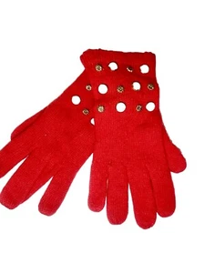 Wool And Angora Rabbit Hair Red Beaded Ladies Winter Gloves One Size - Picture 1 of 7