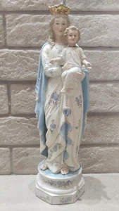 Bisque Porcelain Vintage Madonna Virgin Mary Child Jesus Chapel Alta Statue 12 - Picture 1 of 6