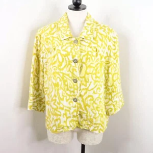 Charter Club Blazer Jacke Damen XL 100% Leinen gelb Strick Knopfleiste lockere Passform - Bild 1 von 8