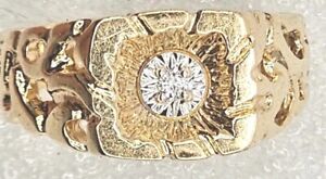 Men's 10k Y/gold 1-Diamond Ring/Aprox .05 T.C.W ,6. Gram's Size 7 3/4