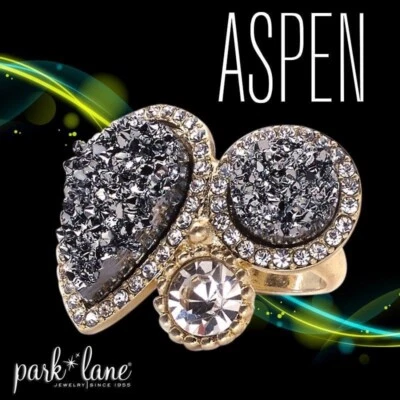 Anillo Park Lane Aspen Hematita Gris Druzy Cristal Dorado Talla 10 Foto 1 de 3