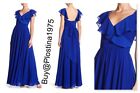 Carmen Marc Valvo Ruffle Back Tie Gown COLOR Goblat  Size 10   #B377