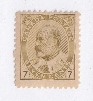 MATT'S STAMPS SCOTT CANADA #92 EDWARD VII 7-CENT 1903-08 ISSUE, MH CV$260 - Image 1 of 3
