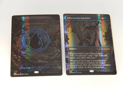 MTG Magic The Gathering Ichormoom Gauntlet & Island Oil Slick Foil Phyrexian - Image 1 of 4