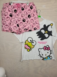 Hello Kitty Women's SZ XXL Pajama Set T-Shirt Tee Sweat Shorts Drawstring New - Picture 1 of 8