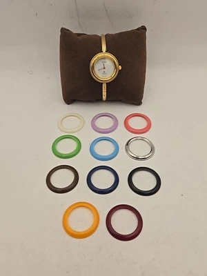 Gucci 1100-L Change Bezel Gold 12 Colors Swiss Quartz Women's Wristwatch - Image 1 of 4