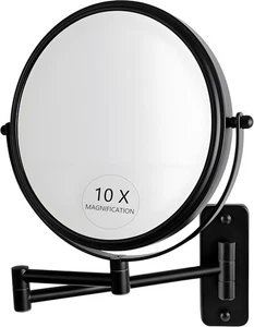 JANEEVA 8" Wall Mounted Makeup Mirror, 1X/10X Magnifying Mirror with 360° Ext... - Picture 1 of 4