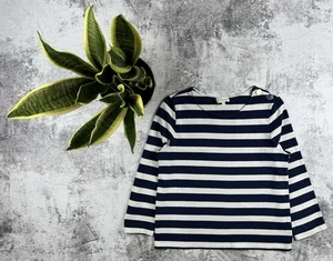 SEZANE Marina Cropped Crew Neck Cotton Striped Women’s XL Sweater Sweatshirt - Picture 1 of 12