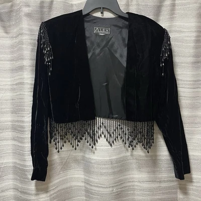 VTG 80s Alex Evenings Jacket Women Velvet Beaded Whimsigoth Retro Glam Luxury - Image 1 of 4