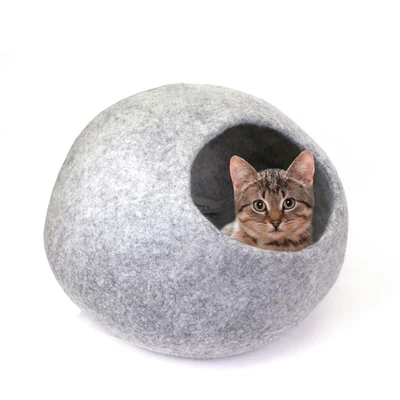 Warm & Cozy Felt Cat Cave Comfortable Cat Home For Lovely Pet Handmade In Nepal - Image 1 of 4