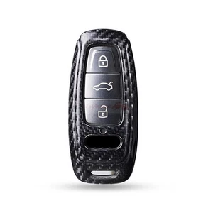Fit forAudi A5 A6 A8 Q5 Q7 Real Carbon Fiber Remote Smart Key Fob Case Cover - Picture 1 of 16