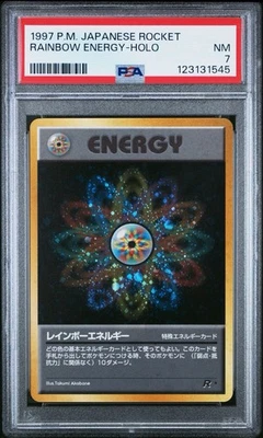 PSA 7 Rainbow Energy Team Rocket Holo SWIRL 1999 Japanese Pokemon Card - Image 1 of 2