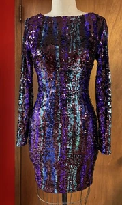 Dress The Population Multi Color Sequin Mini Dress Sz XS V-Back Sz 2-4 - Picture 1 of 10