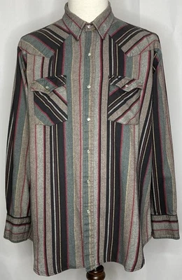 Camisa De Colección Ely Cattleman Para Hombres XL Western Rodeo Perla Botón A Presión Rayas De Colección Foto 1 de 4