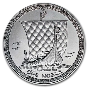 1987 Isle of Man 1 oz Platinum Noble BU - Picture 1 of 2