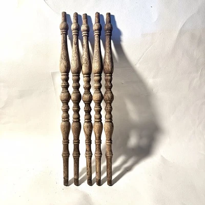 5 Turned Wood Spindles Vintage Antique Reclaimed Chair Parts For Restoration - Image 1 of 4