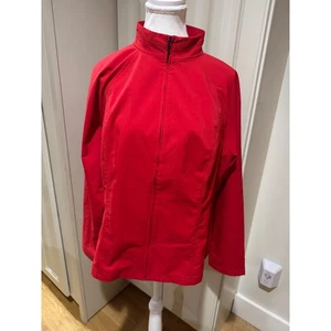 Weekends by Chico's rote Jacke mit durchgehendem Reißverschluss Größe 2 Rautenmuster Größe L - Bild 1 von 12