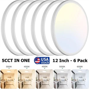 6 Packs LED Ceiling Light Fixture 12 Inch, 28Watt 3600lm Light Fixtures 5 Colors - Picture 1 of 14