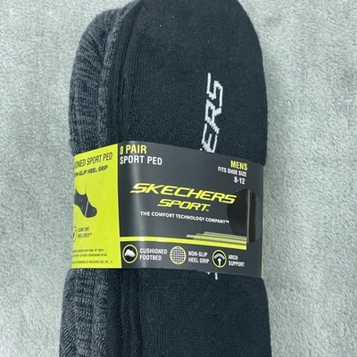 Skechers Sport Men’s Cushioned Socks 8-Pair Size 8-12 Black/Gray a1062 - Image 1 of 4