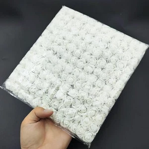144 PC White Mini Fake Rose Flower Heads Artificial Flower 25mm Foam Rose Flo... - Picture 1 of 5