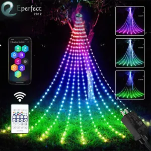 Christmas Tree Waterfall Lights 200LED RGB Color Changing for Indoor Outdoor - Picture 1 of 12