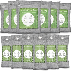 12 Pack Bamboo Charcoal Air Purifying Bag, Activated Charcoal Bags Odor Absorber - Picture 1 of 12