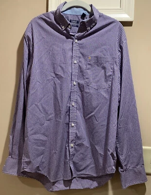 Camisa de Vestir Izod Para Hombre Mediana Abotonada Púrpura/Blanca Manga Larga Algodón Informal Foto 1 de 4