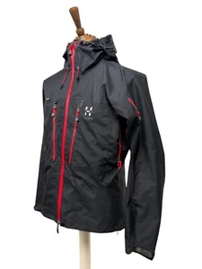 Haglofs Gore Tex Pro Hiking Jacket Coat Size Medium Mens Black & Red Zips Hooded - Picture 1 of 21