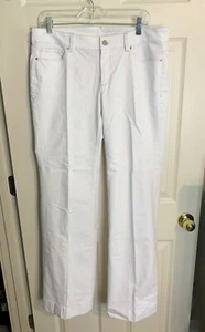 NWT ANN TAYLOR White Denim Stretch Jeans Pants 12  Straight Leg Ivory Stitching - Picture 1 of 7