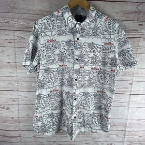 Hawkings Mcgill Nautical Themed Montauk Print Shirt Mens Sz L Button Up Map - Picture 1 of 6