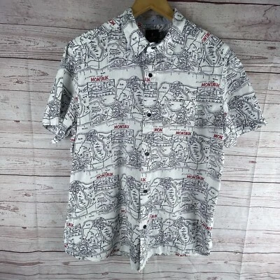Hawkings Mcgill Nautical Themed Montauk Print Shirt Mens Sz L Button Up Map - Image 1 of 4