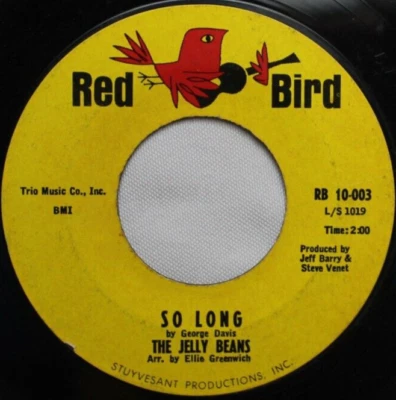 THE JELLY BEANS I WANNA LOVE HIM SO BAD / SO LONG 45 7" VINYL RECORD G+ RED BIRD - Image 1 of 4