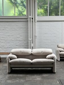 Cassina Maralunga 2 Seater Sofa Couch Vico Magistretti Fabric Italy 70s Design