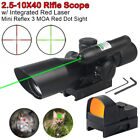 2.5-10X40 Rifle Scope with Red Green Laser & Mini Reflex 3 MOA Red Dot Sight