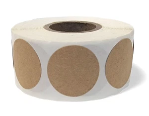 Kraft Paper Stickers - Blank 1" Round for Arts and Craft - 500 Labels - Picture 1 of 3