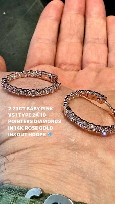 2.75ct Total Fancy Pink Type 2a Lab Grown Diamonds Sets In rose gold - Image 1 of 4