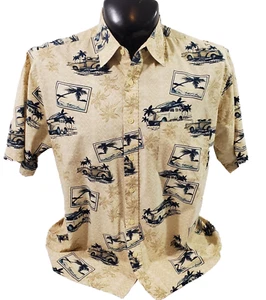 Kocal Men’s Island Hawaiian VTG Cars Print Button Down Cotton Shirt – Size Large - Picture 1 of 12