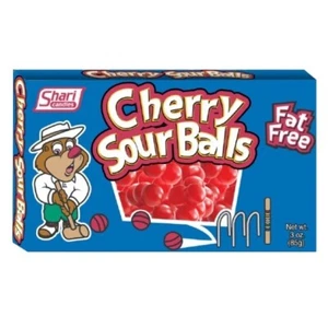 919886 1x 85g THEATRE BOX SHARI CANDIES CHERRY SOUR BALLS CHEWY CANDY - Picture 1 of 1