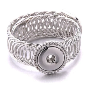 Women Snap Bracelet Fit 18mm Button Snaps Bangle Metal Charms Silver Jewelry Us - Picture 1 of 24