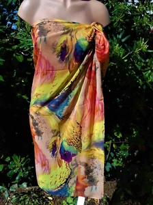 PAREO DE BAIN FEMME TENDANCES JAUNE/ORANGE. 100x150cm - Foto 1 di 4