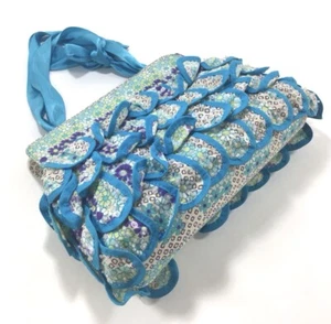 GAP Blue Beaded Mermaid Bow Ribbon Handle Kisslock Frame Bag Vintage Party Purse - Picture 1 of 12