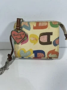 Dooney & Bourke Wallet White Multicolor Signature Wallet ID Holder Vintage Y2K - Picture 1 of 5
